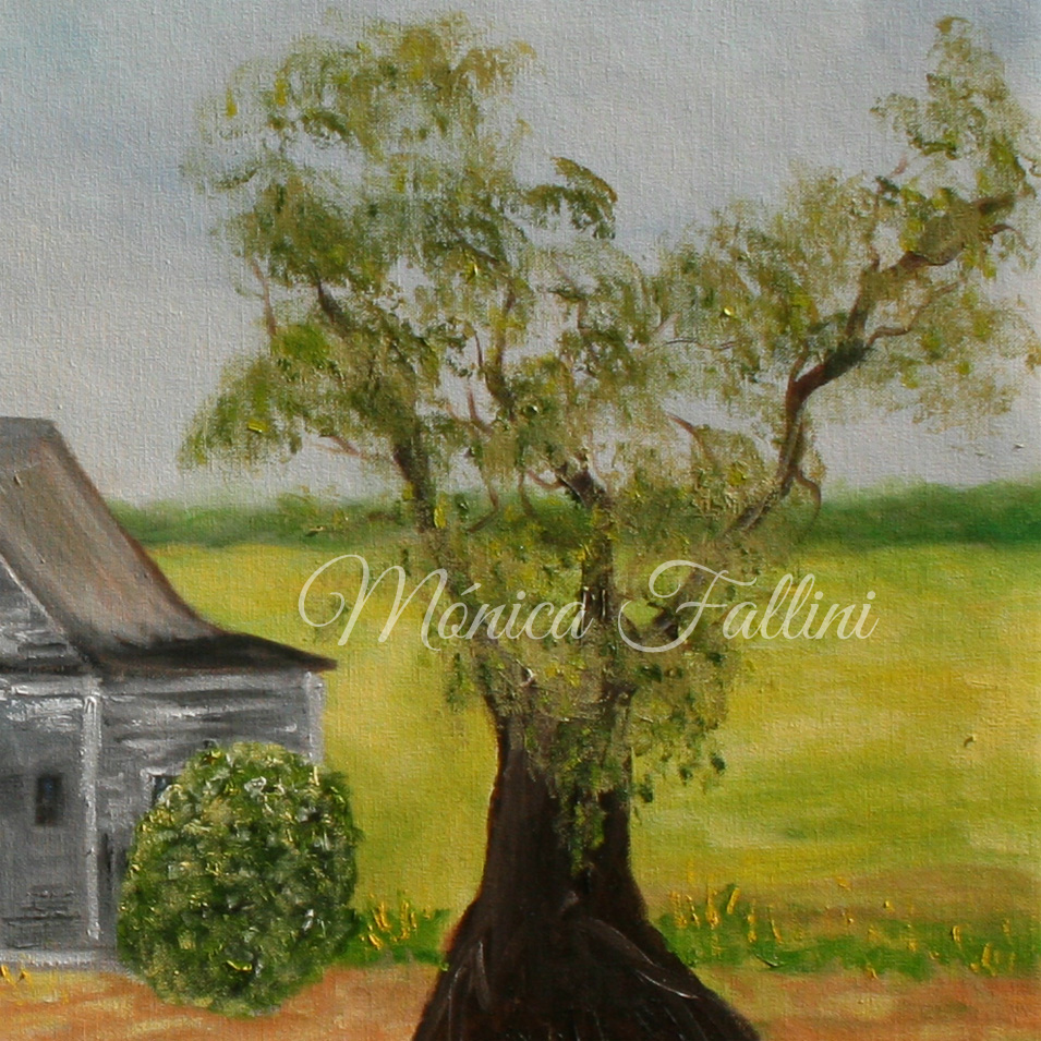 Painting titled 'Church in the prairie' by Monica Fallini