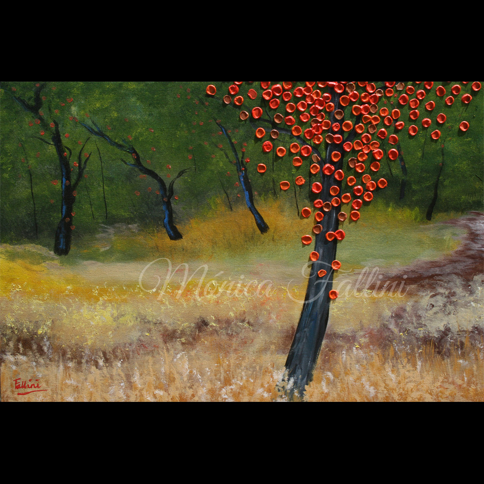 Painting titled 'Where do we go to spend our days?' by Monica Fallini