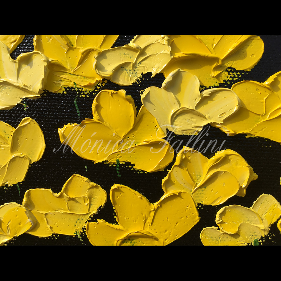 Painting titled 'A bouquet of yellow Poppies' by Monica Fallini