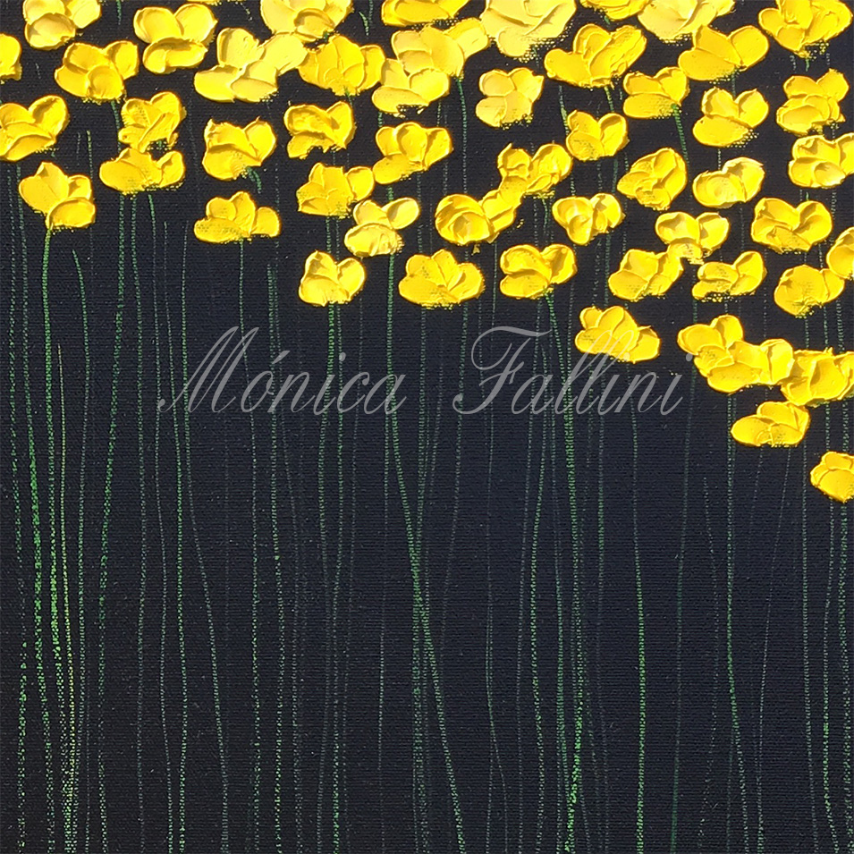 Painting titled 'A bouquet of yellow Poppies' by Monica Fallini