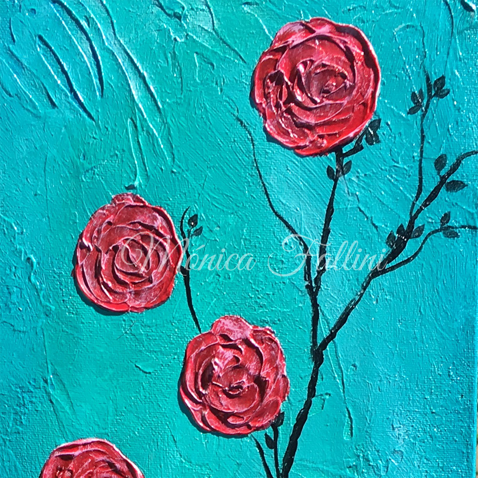 Painting titled 'Red Roses' by Monica Fallini