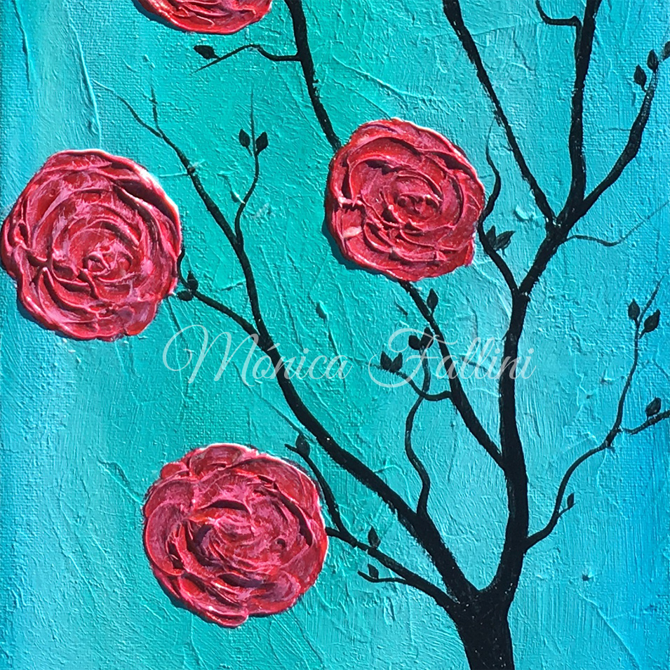 Painting titled 'Red Roses' by Monica Fallini