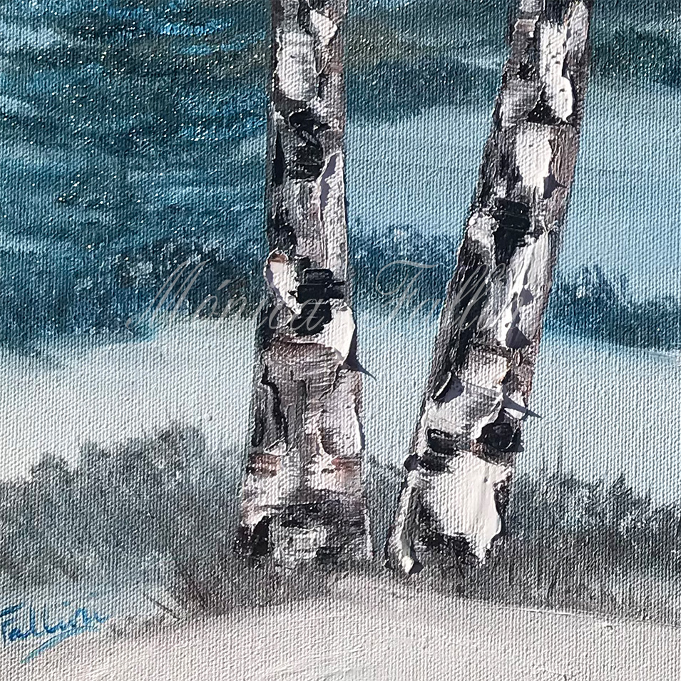 Painting titled 'Winter landscape #4. Blue scene.' by Monica Fallini
