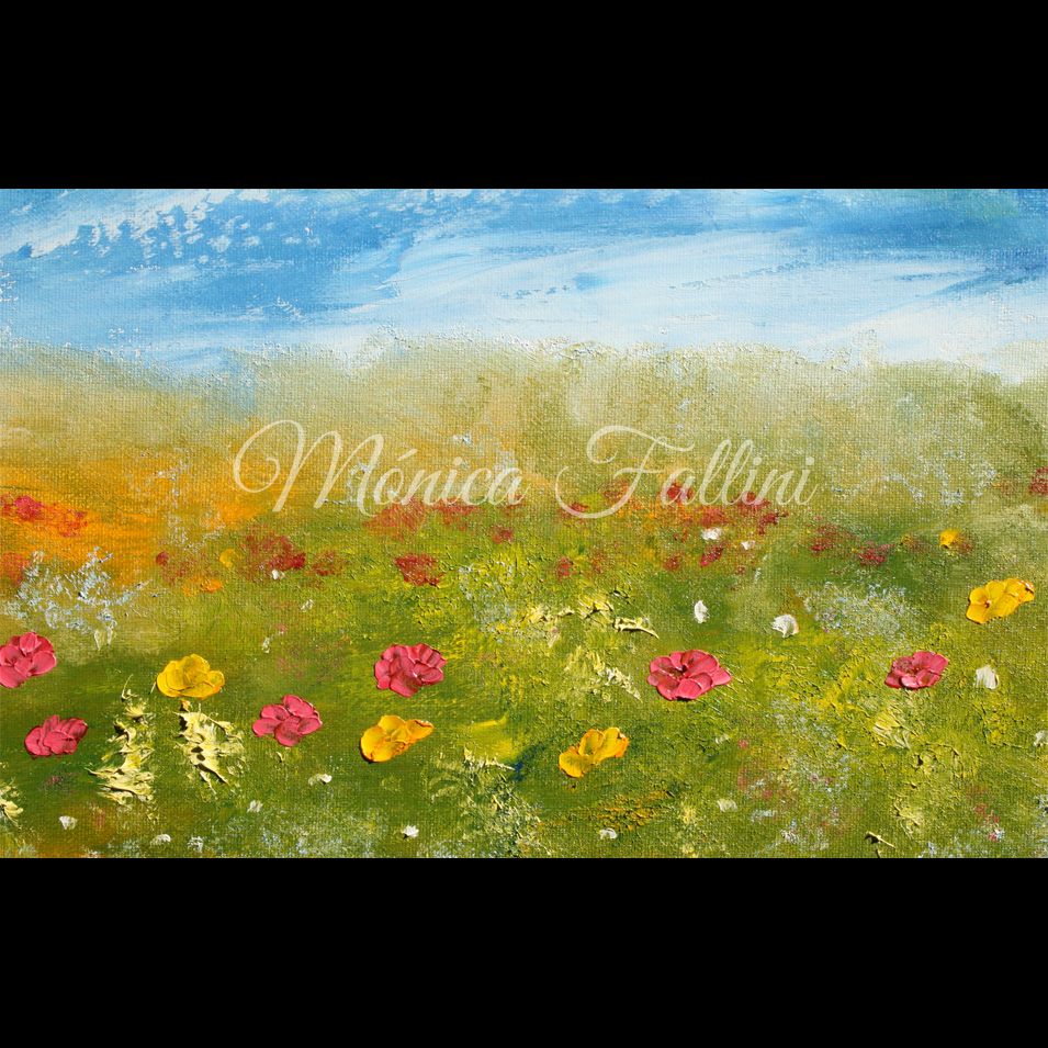 Painting titled 'Wild flowers' field' by Monica Fallini