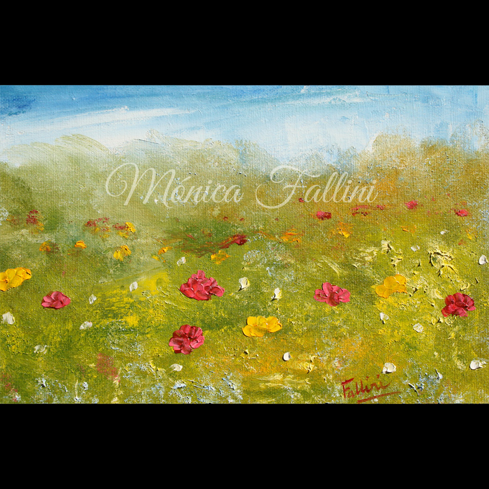 Painting titled 'Wild flowers' field' by Monica Fallini