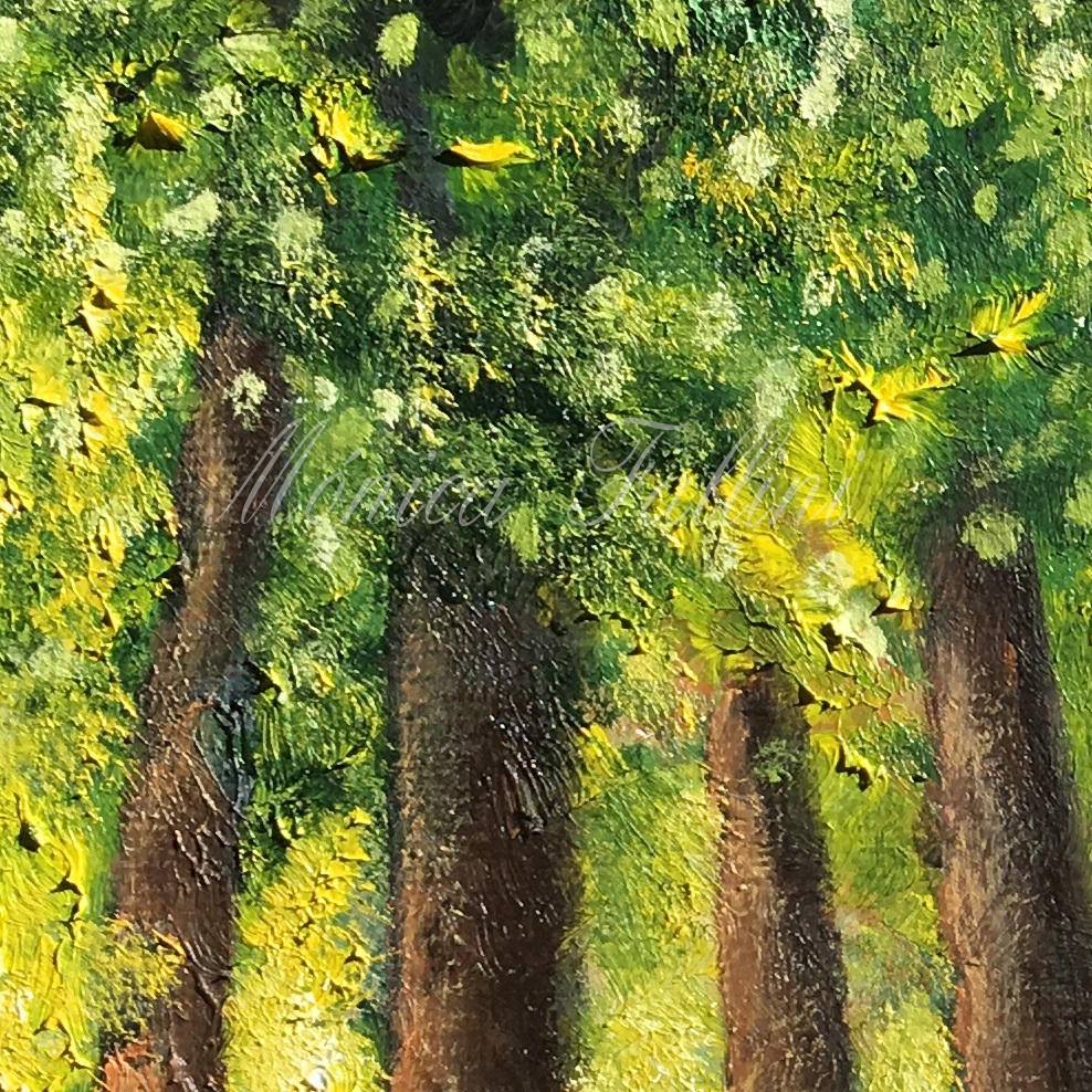 Painting titled 'Study of line of trees, Valley View, Texas.' by Monica Fallini