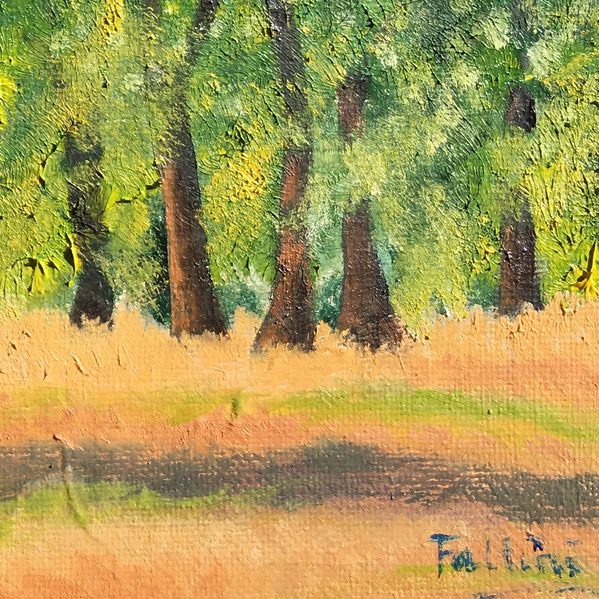 Painting titled 'Study of line of trees, Valley View, Texas.' by Monica Fallini