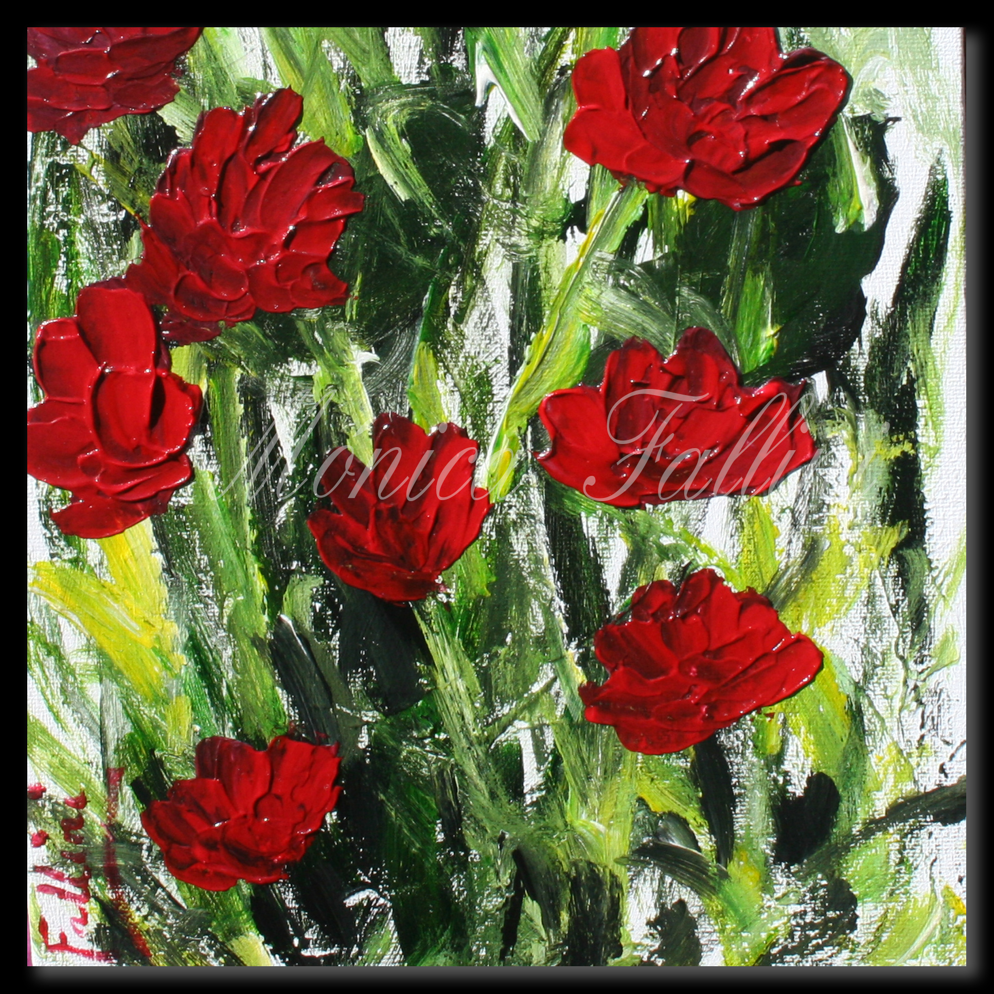 Painting titled 'Forest Poppies' by Monica Fallini