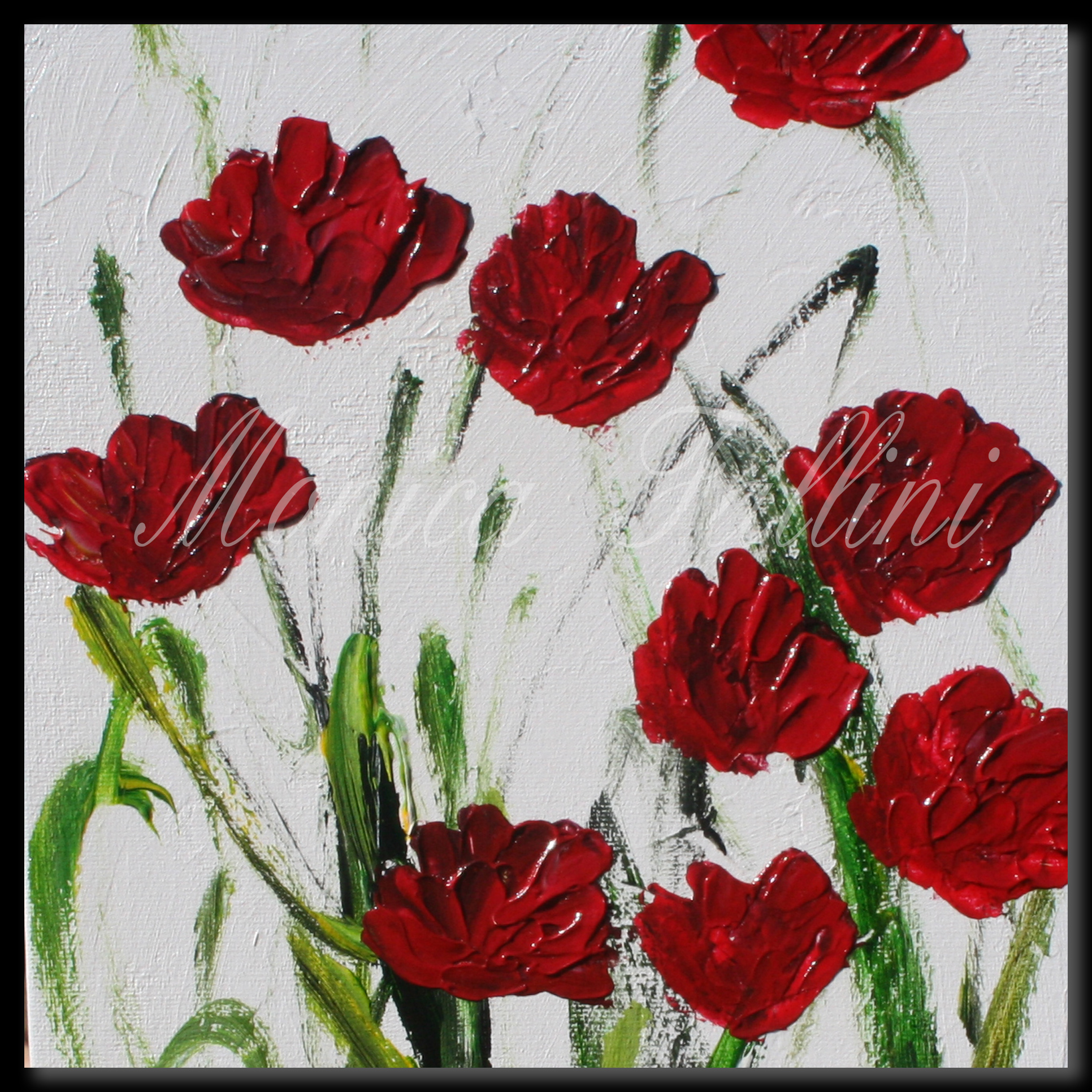 Painting titled 'Forest Poppies' by Monica Fallini