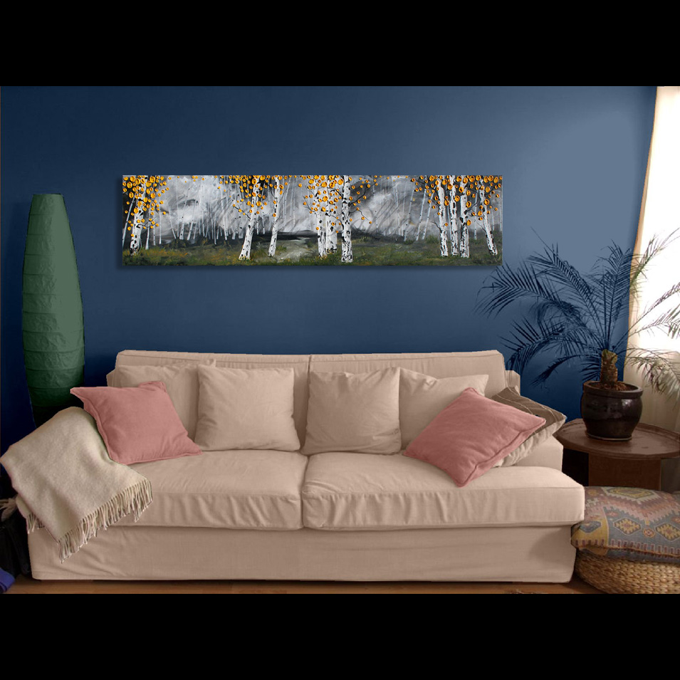 Painting titled 'Searching for the path in the Aspen forest' by Monica Fallini