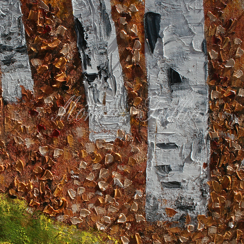 Painting titled 'In the Aspen forest in Autumn' by Monica Fallini