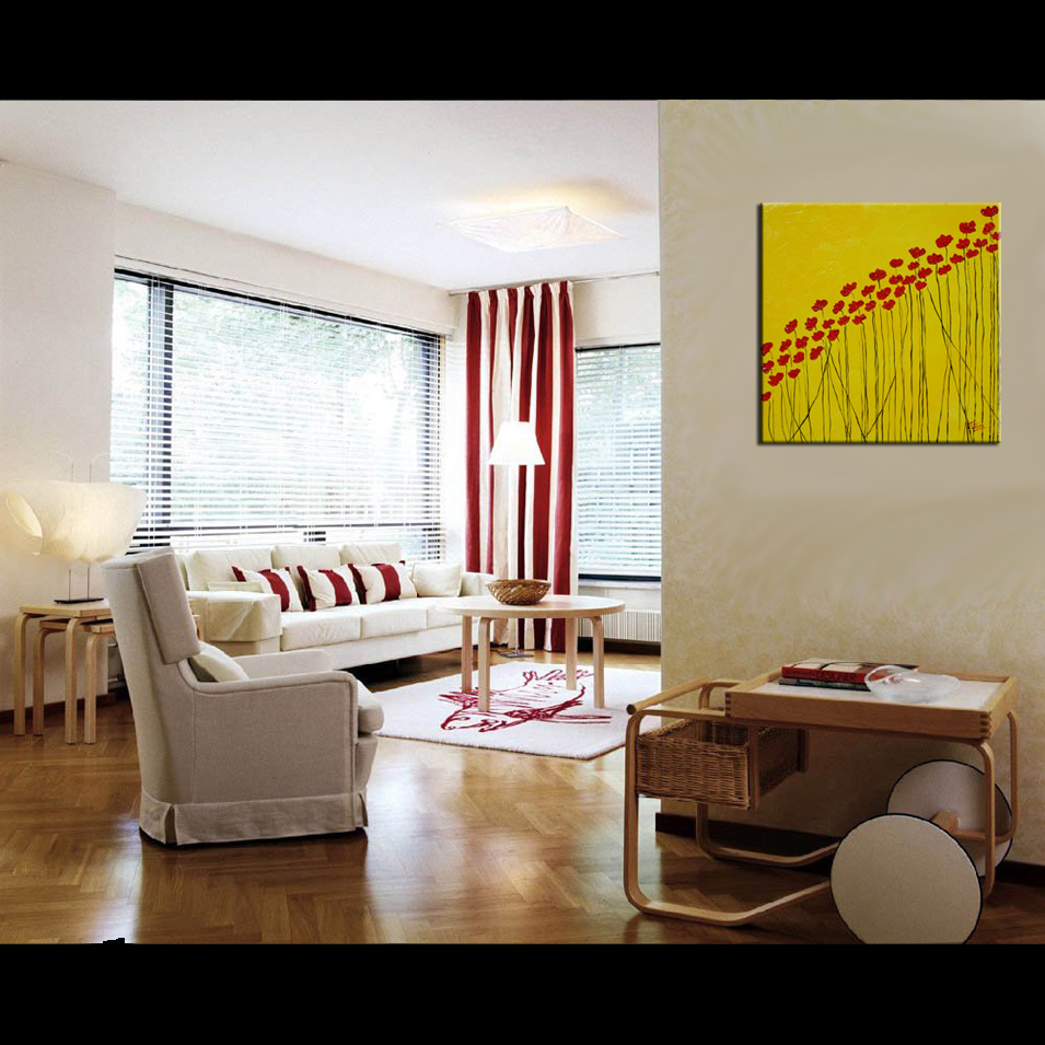 Painting titled 'Within the community, red Poppies' by Monica Fallini