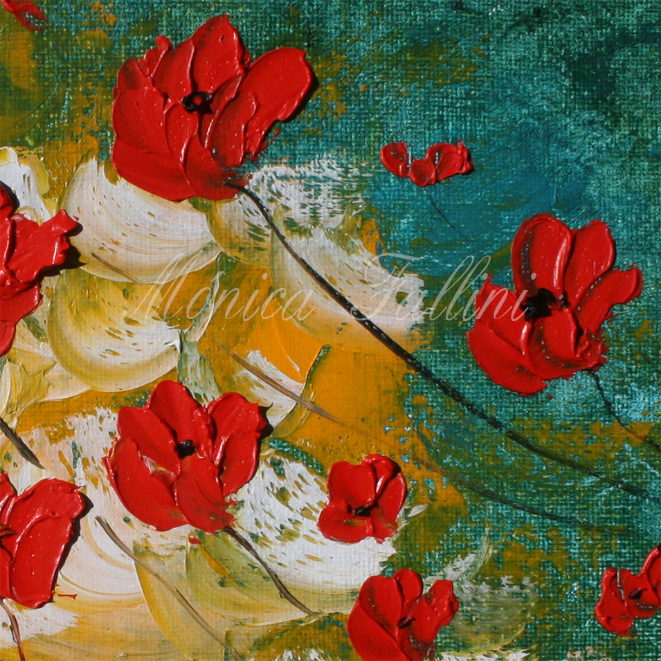 Painting titled 'Poppies in the wind' by Monica Fallini