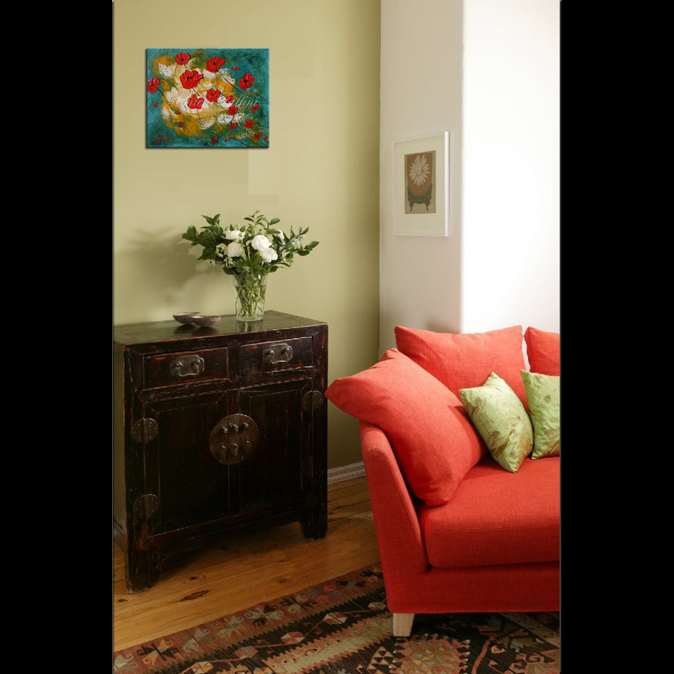 Painting titled 'Poppies in the wind' by Monica Fallini