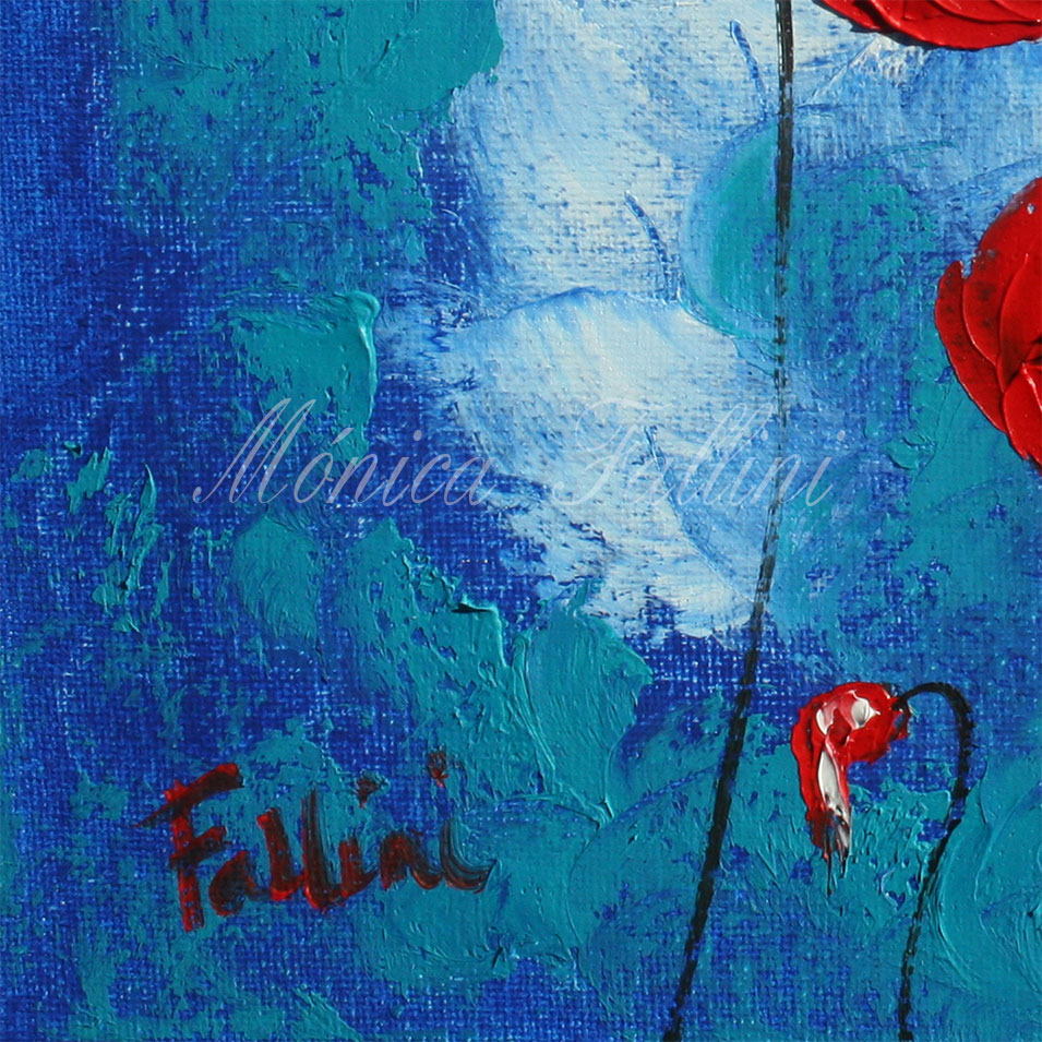 Painting titled 'Poppies and the sky' by Monica Fallini
