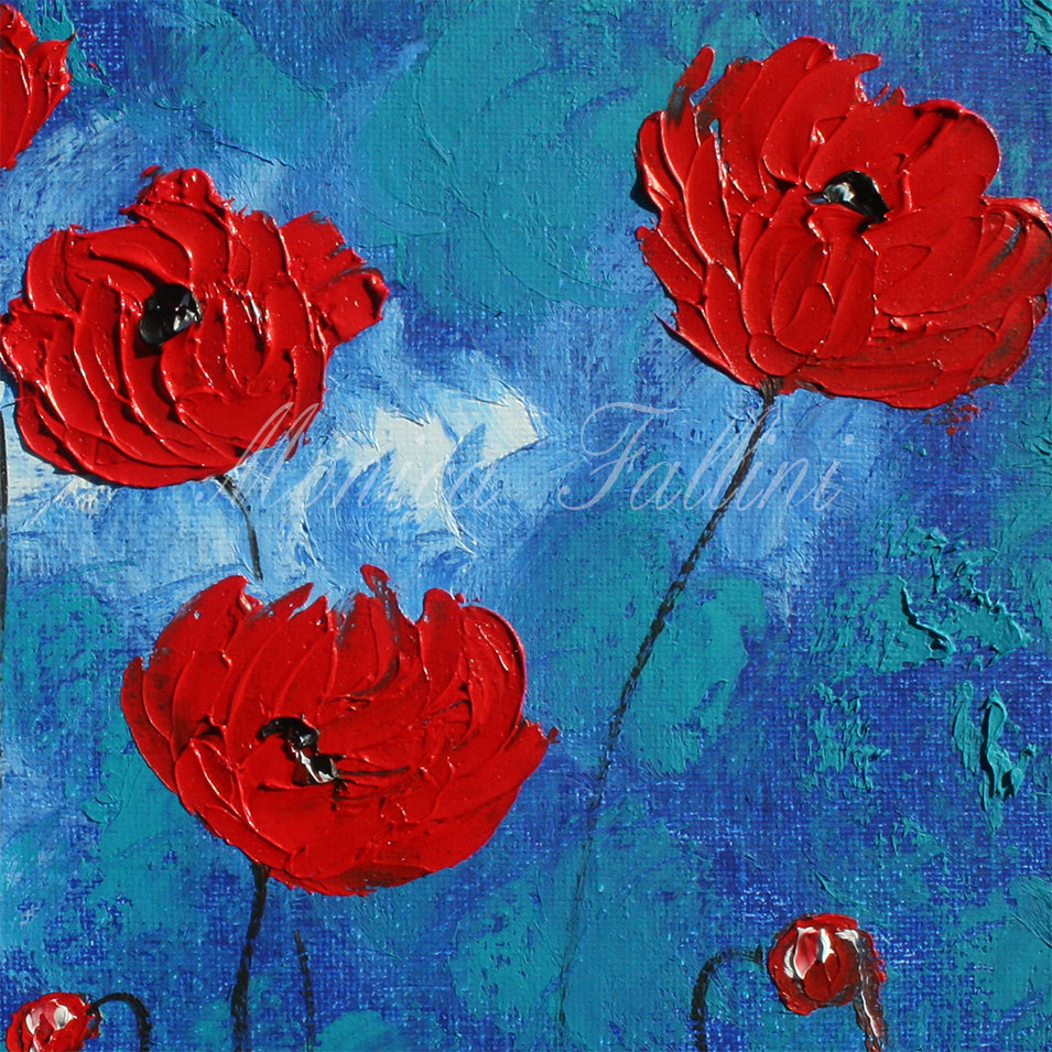 Painting titled 'Poppies and the sky' by Monica Fallini