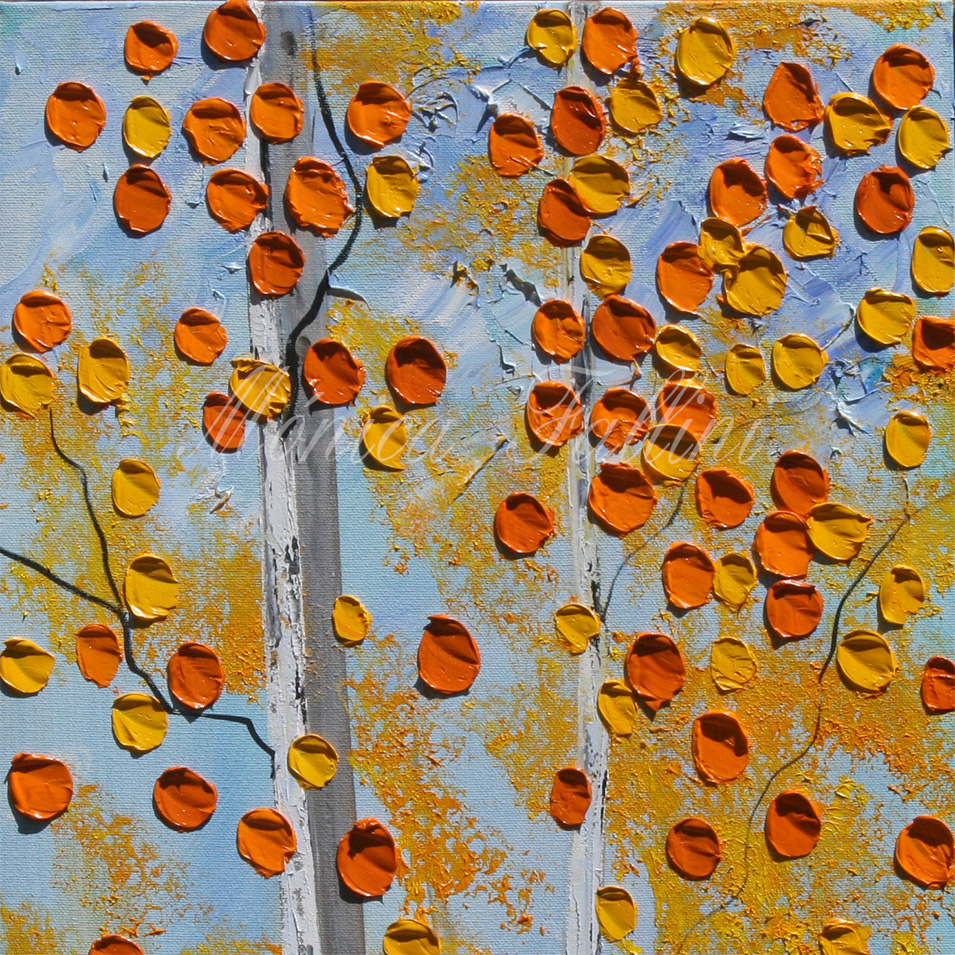 Painting titled 'In the Aspen forest' by Monica Fallini