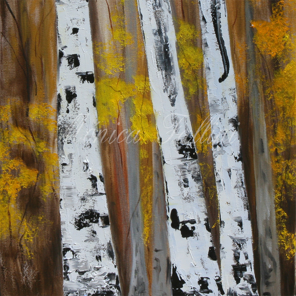 Painting titled 'In the Aspen forest' by Monica Fallini