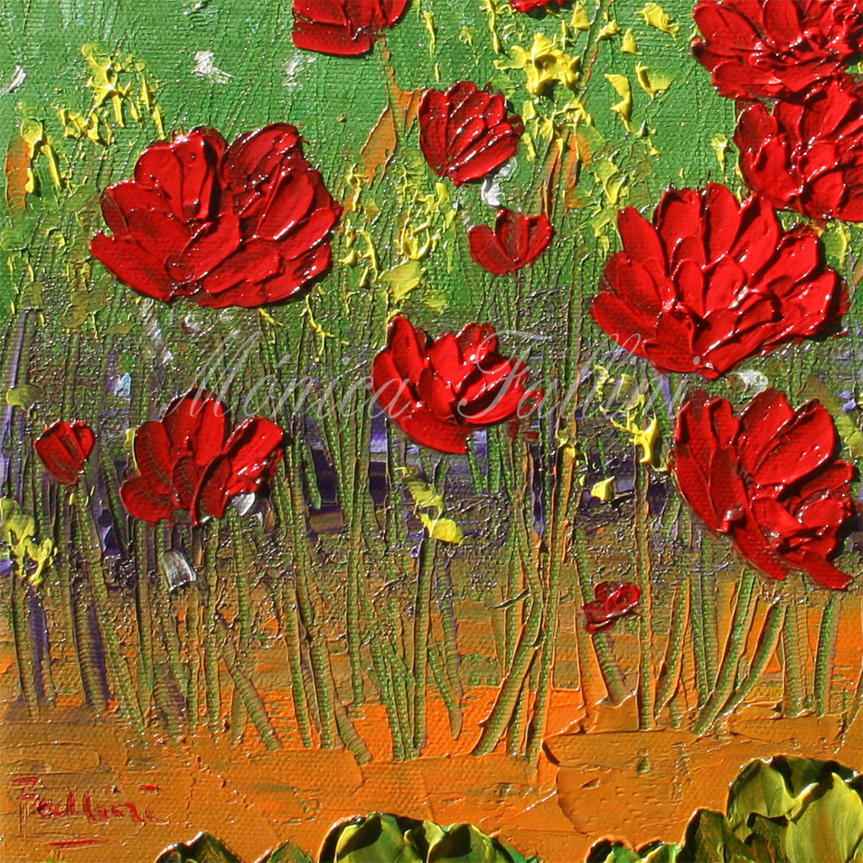 Painting titled 'Poppies swaying in the breeze' by Monica Fallini