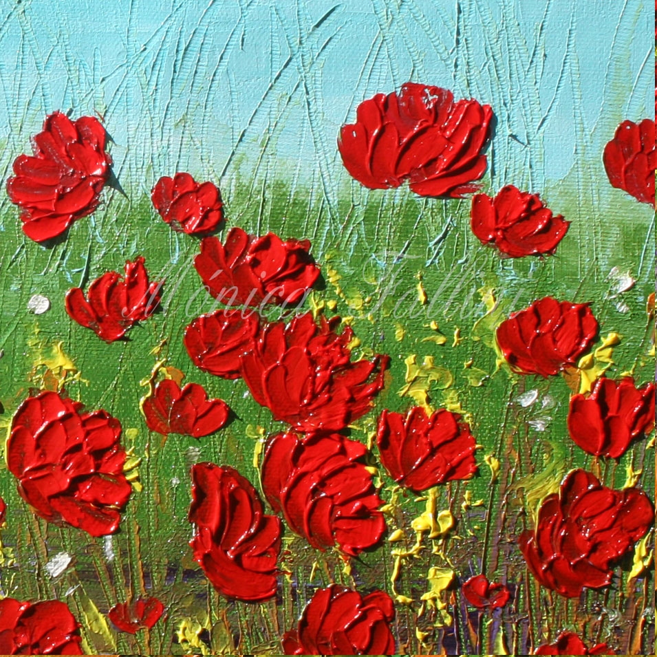 Painting titled 'Poppies swaying in the breeze' by Monica Fallini