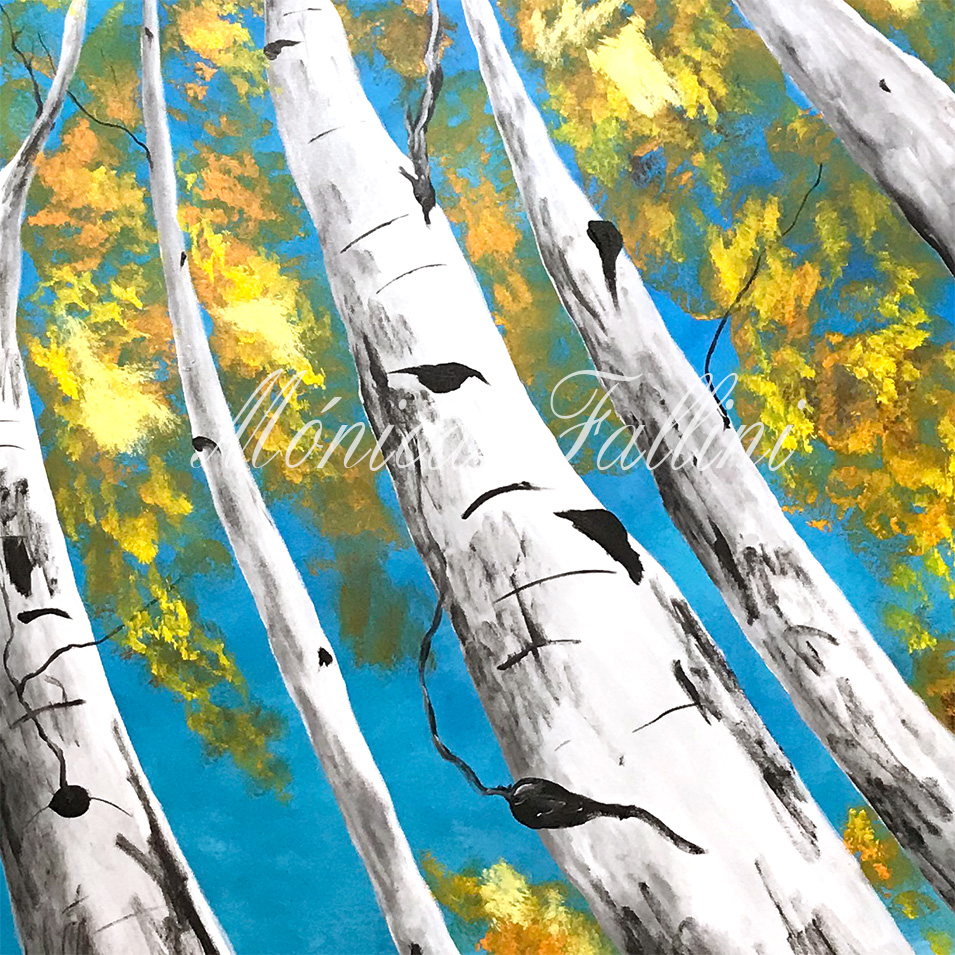 Painting titled 'Lost and happy in the forest' by Monica Fallini