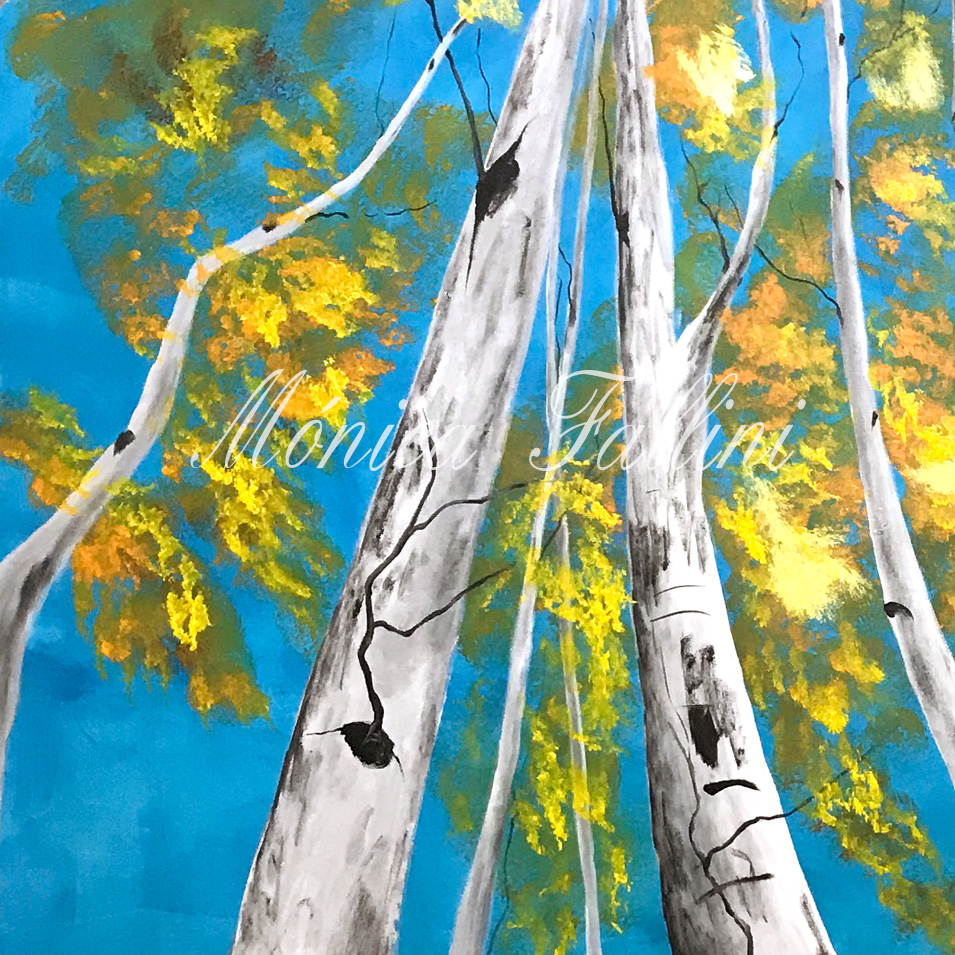 Painting titled 'Lost and happy in the forest' by Monica Fallini