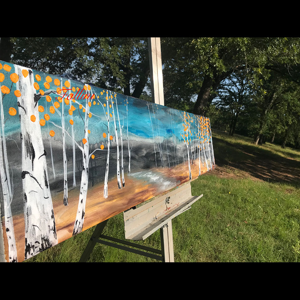 Painting titled 'Stormy nights in the forest' by Monica Fallini