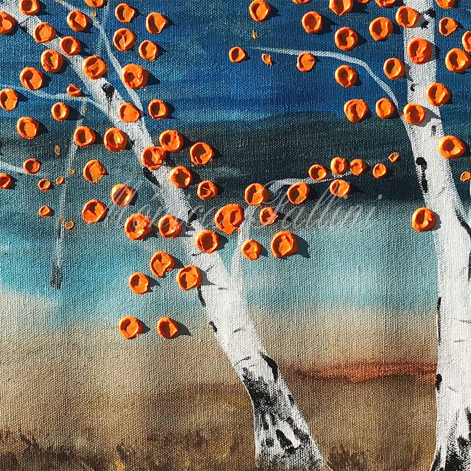 Painting titled 'Stormy nights in the forest' by Monica Fallini