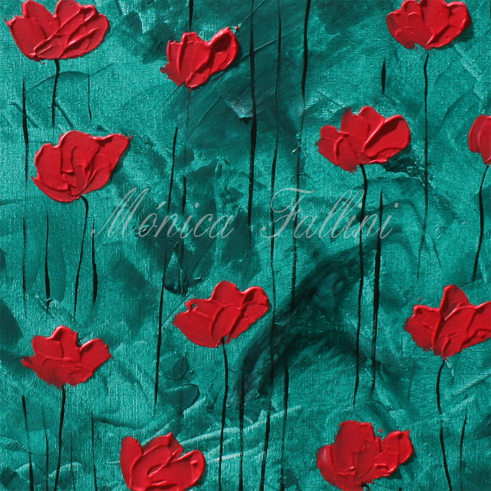 Painting titled 'Blooming Poppies' by Monica Fallini
