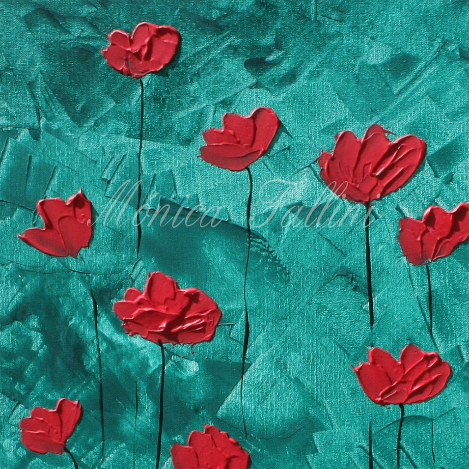 Painting titled 'Blooming Poppies' by Monica Fallini