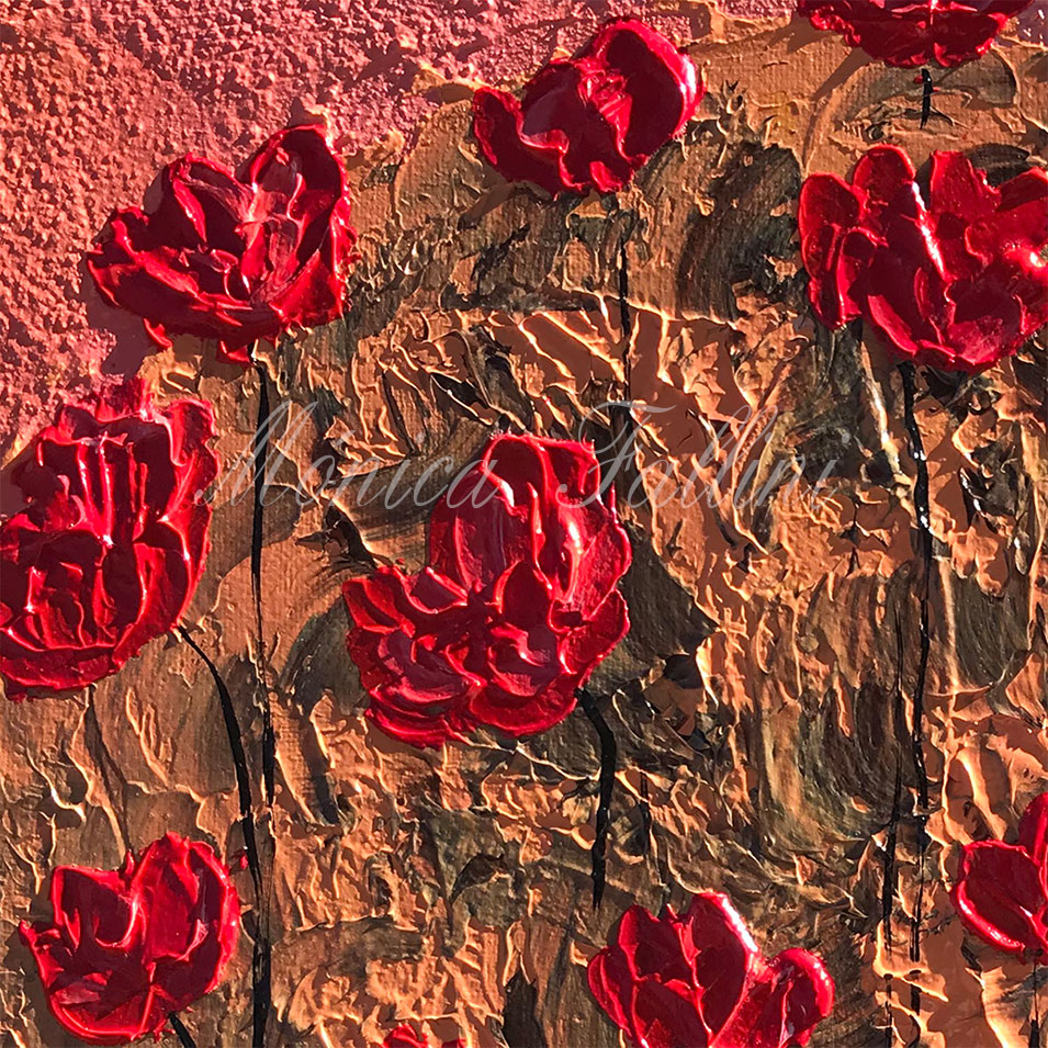 Painting titled 'New Hope, red Poppies' by Monica Fallini