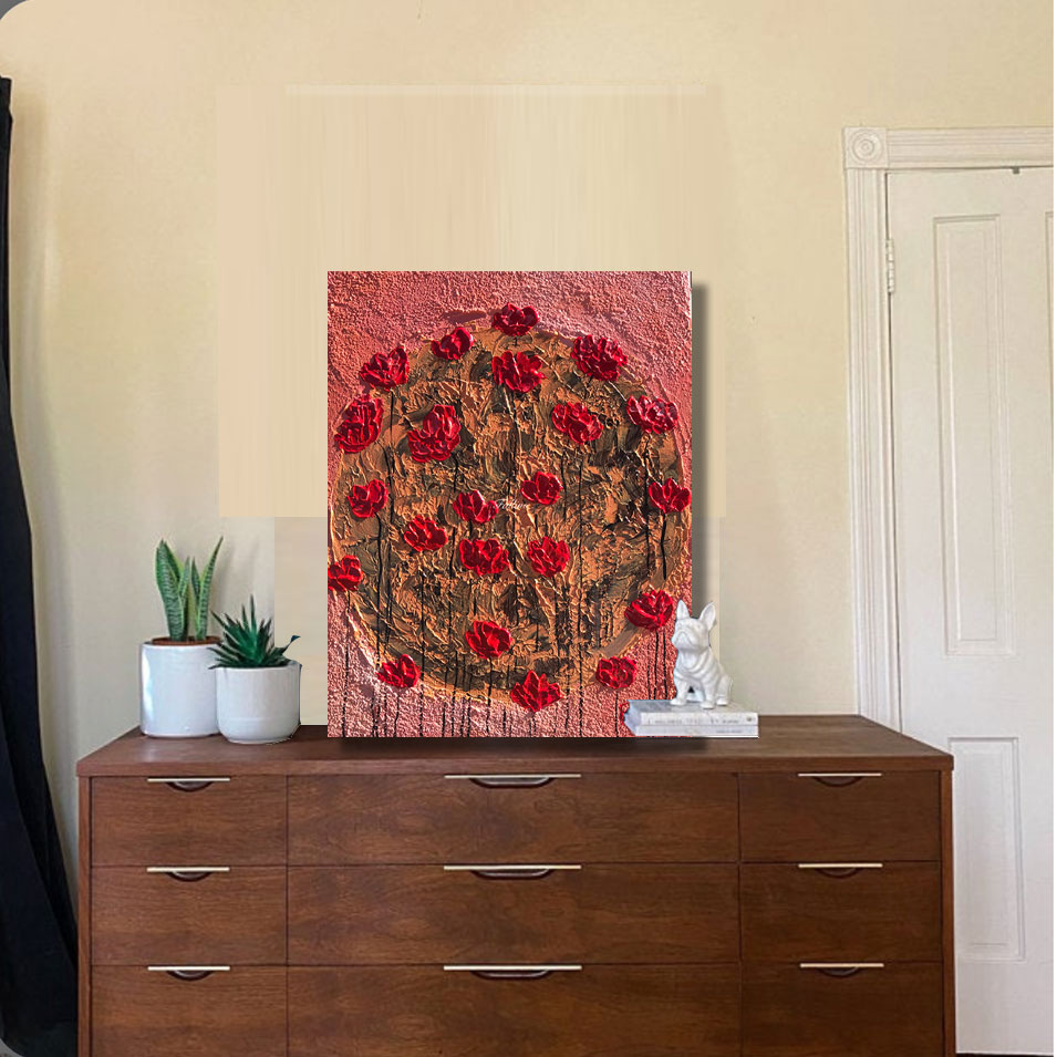 Painting titled 'New Hope, red Poppies' by Monica Fallini