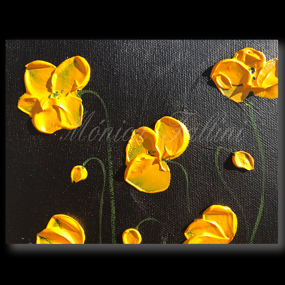 Painting titled 'Yellow Poppies #1' by Monica Fallini