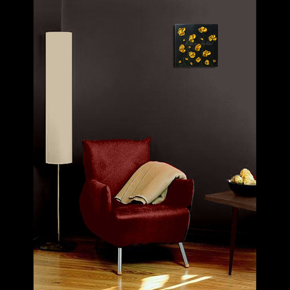 Painting titled 'Yellow Poppies #1' by Monica Fallini