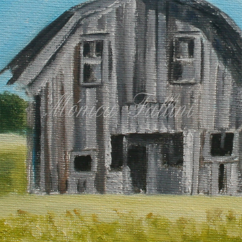 Painting titled 'Old barn in the Texas countryside' by Monica Fallini