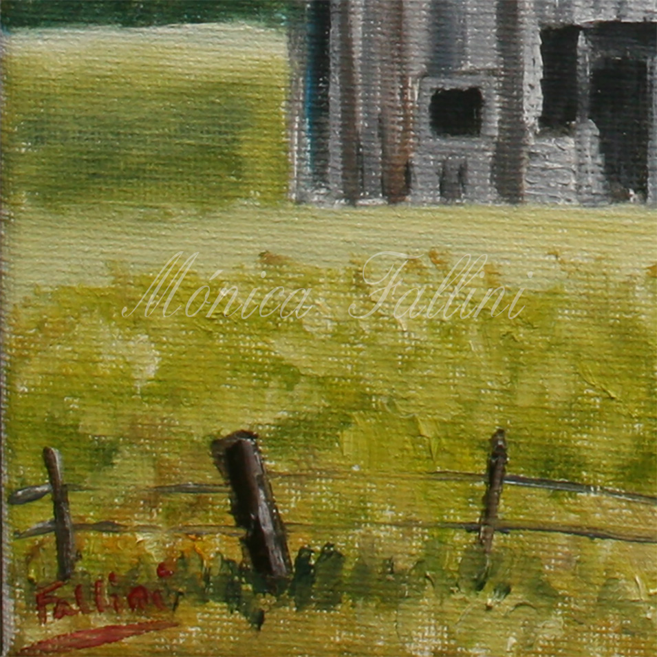 Painting titled 'Old barn in the Texas countryside' by Monica Fallini