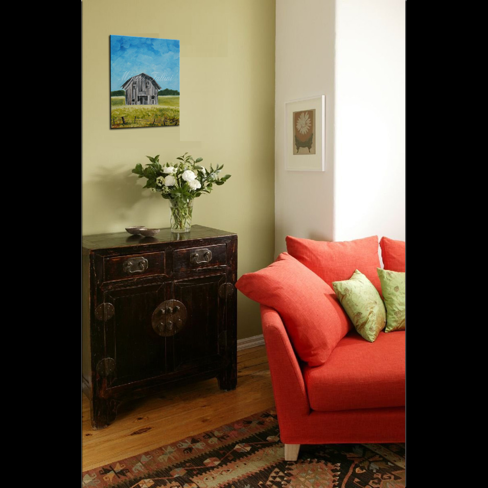 Painting titled 'Old barn in the Texas countryside' by Monica Fallini