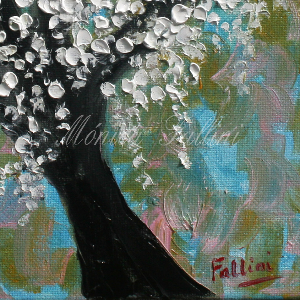 Painting titled 'White Cherry blossoms in Spring' by Monica Fallini