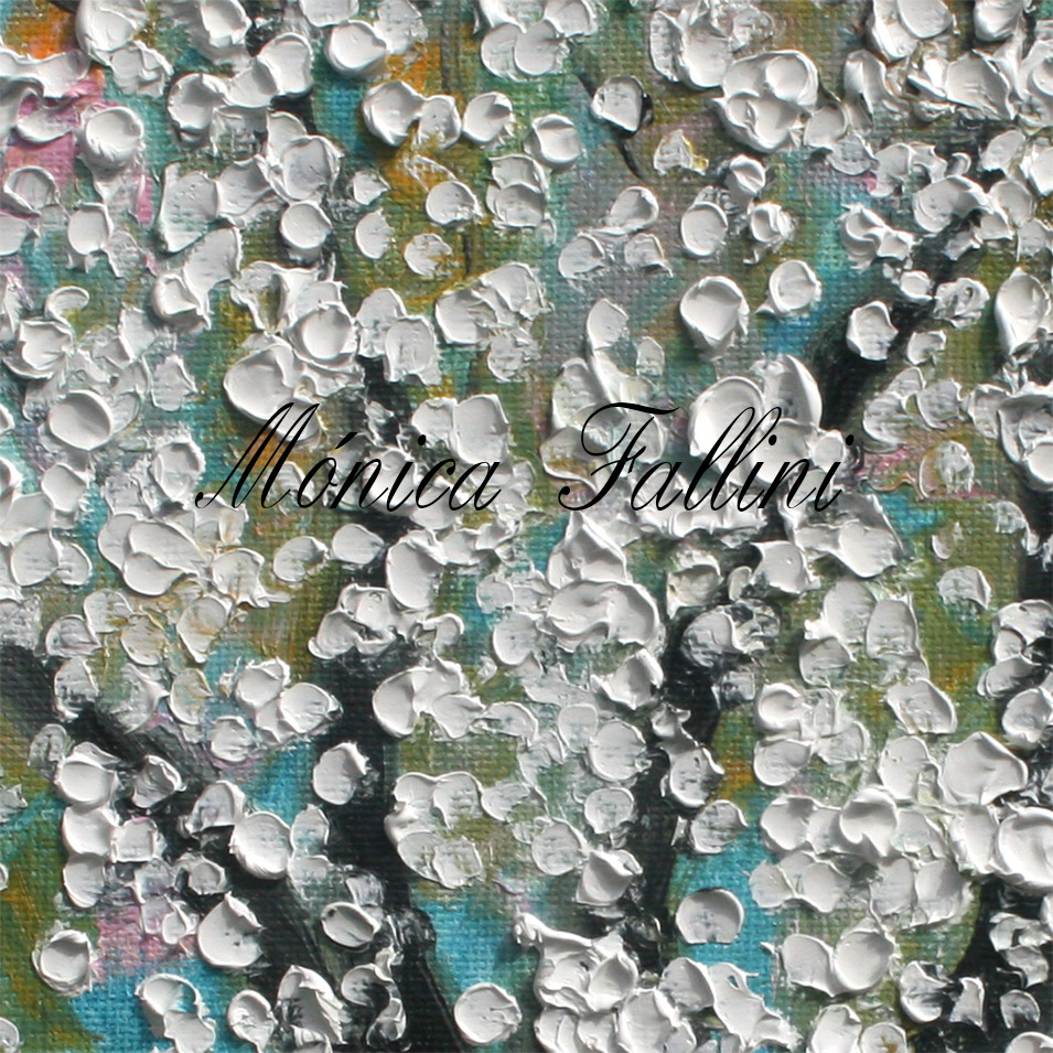 Painting titled 'White Cherry blossoms in Spring' by Monica Fallini