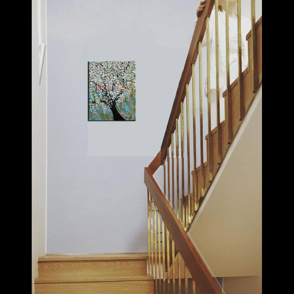 Painting titled 'White Cherry blossoms in Spring' by Monica Fallini