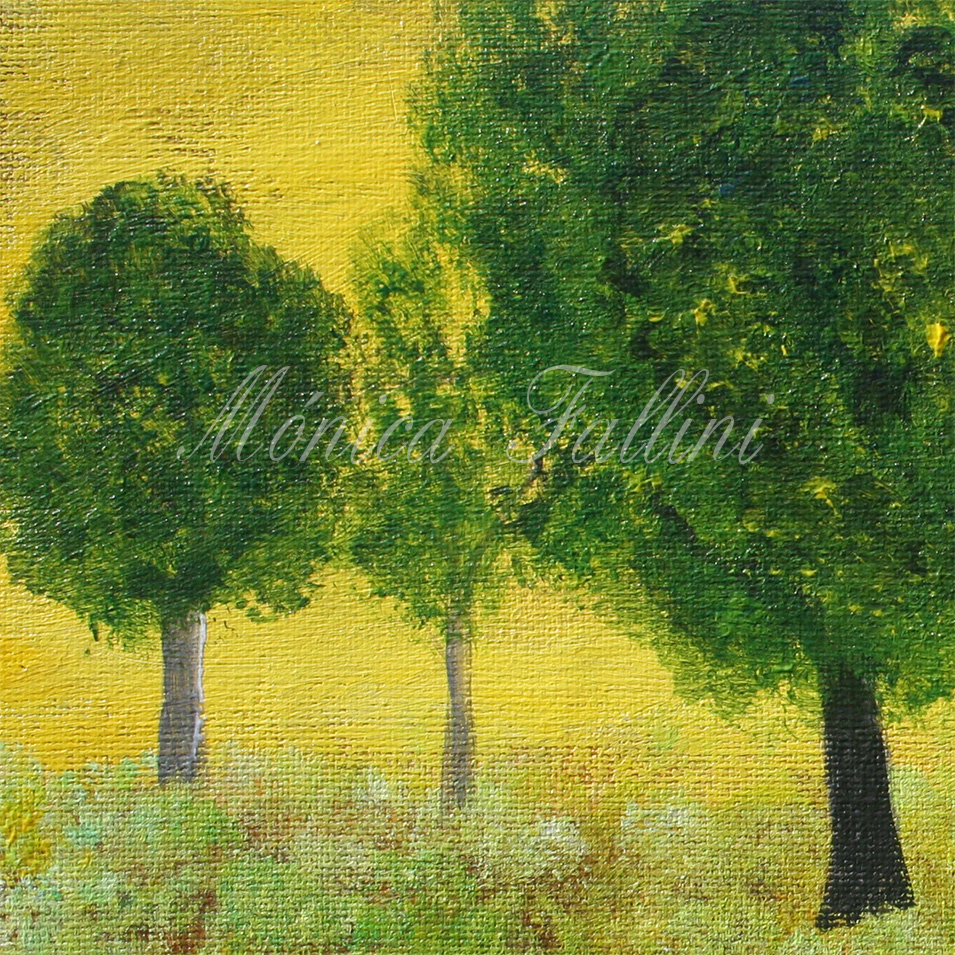 Painting titled 'A green landscape' by Monica Fallini