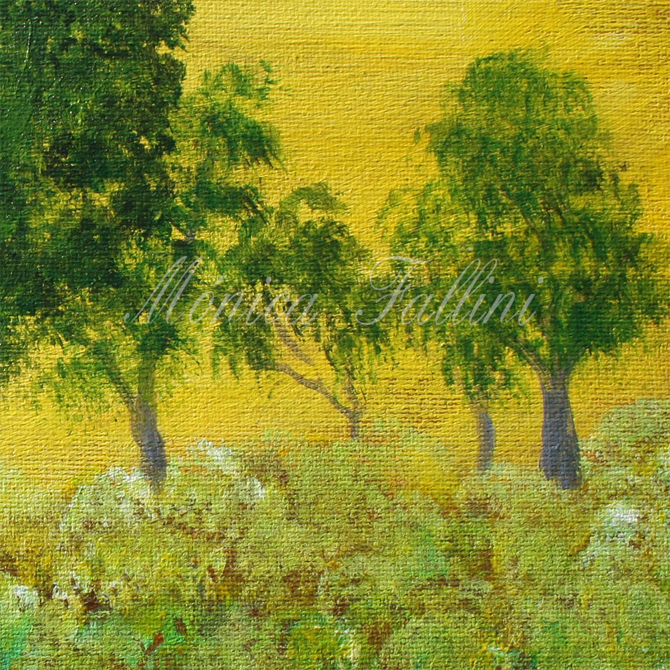 Painting titled 'A green landscape' by Monica Fallini