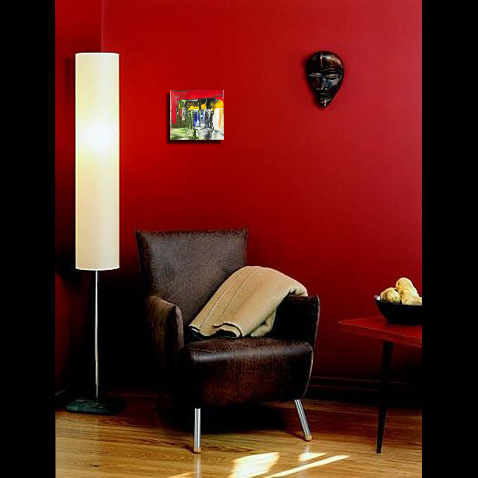 Painting titled 'Doorway in the city at night' by Monica Fallini