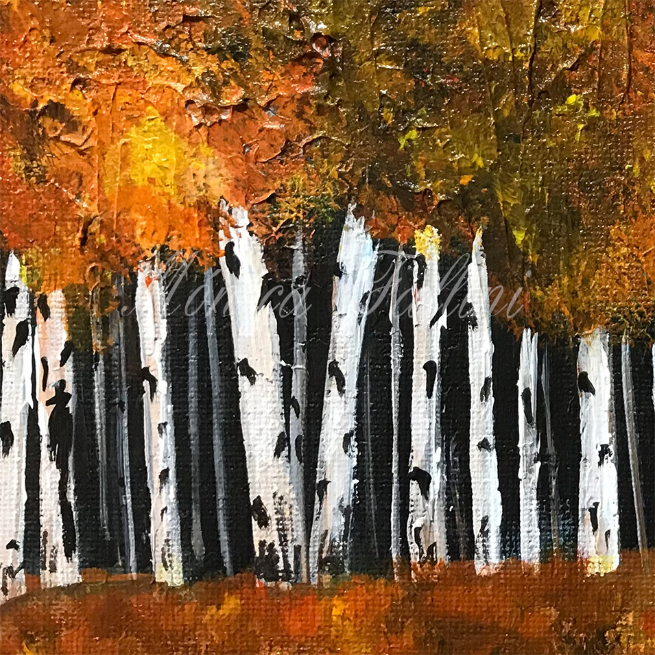 Painting titled 'The wooded area behind the cabin' by Monica Fallini