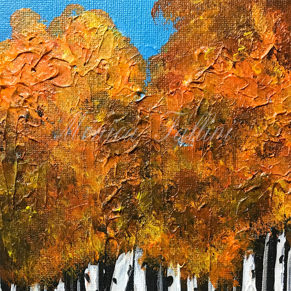 Painting titled 'The wooded area behind the cabin' by Monica Fallini
