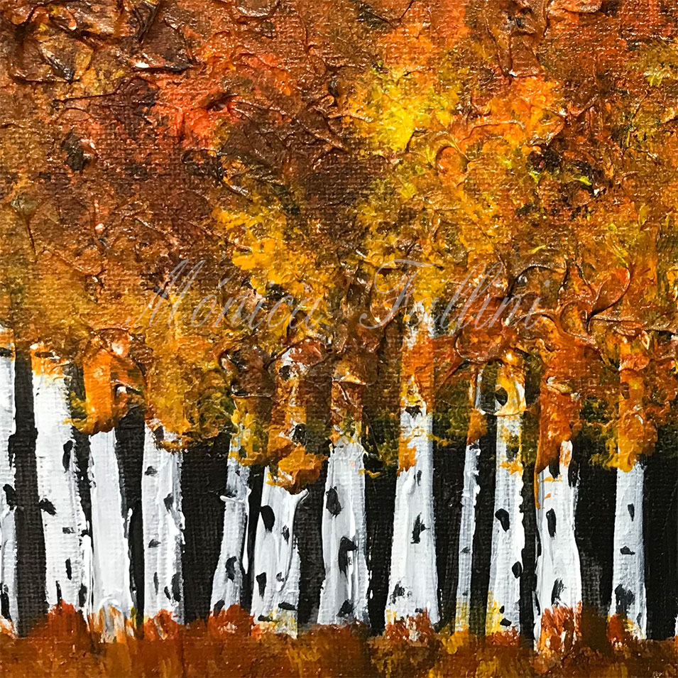 Painting titled 'The wooded area behind the cabin' by Monica Fallini