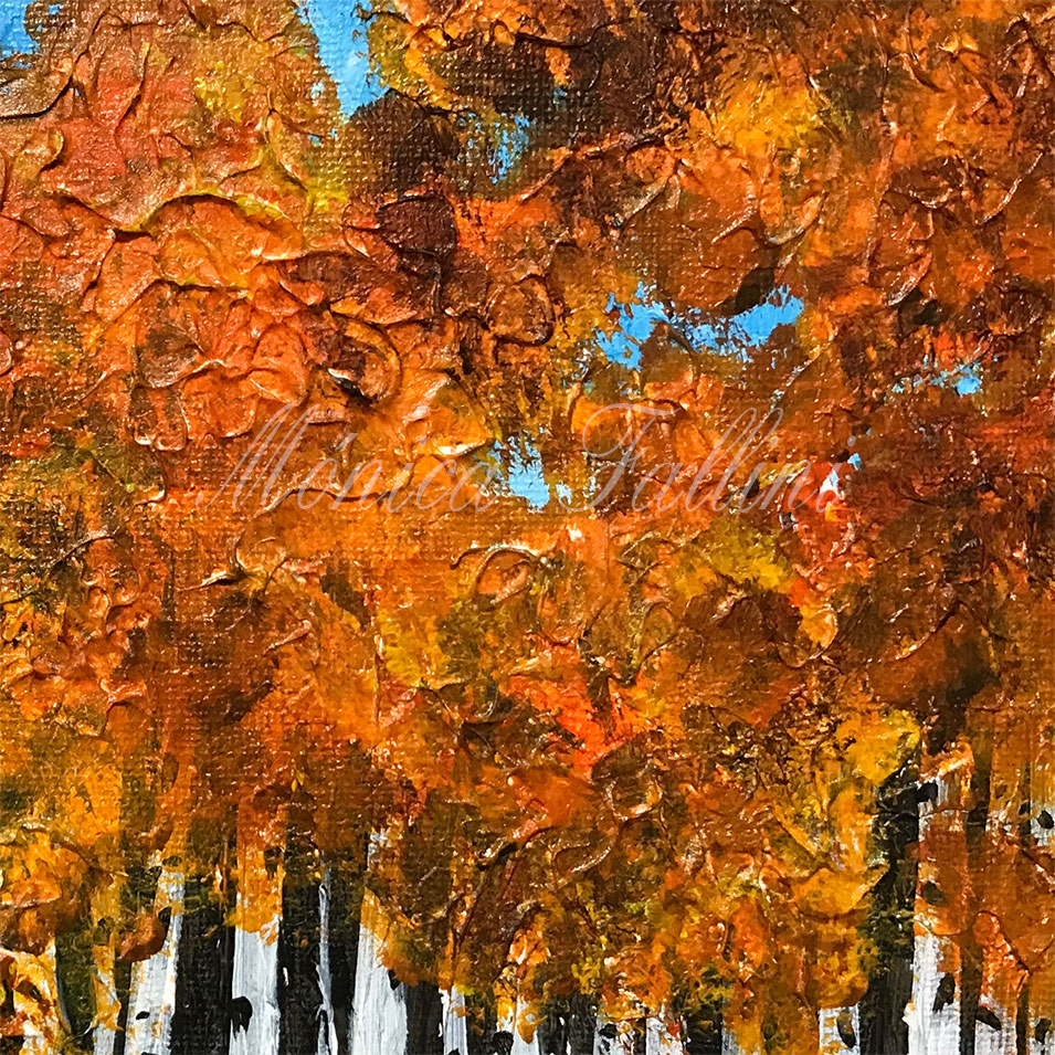 Painting titled 'The wooded area behind the cabin' by Monica Fallini