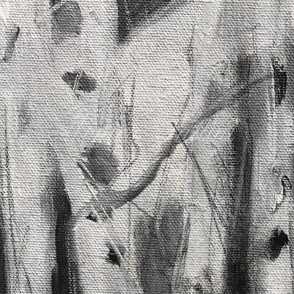 Painting titled 'Aspen trees, abstract study in black & white' by Monica Fallini