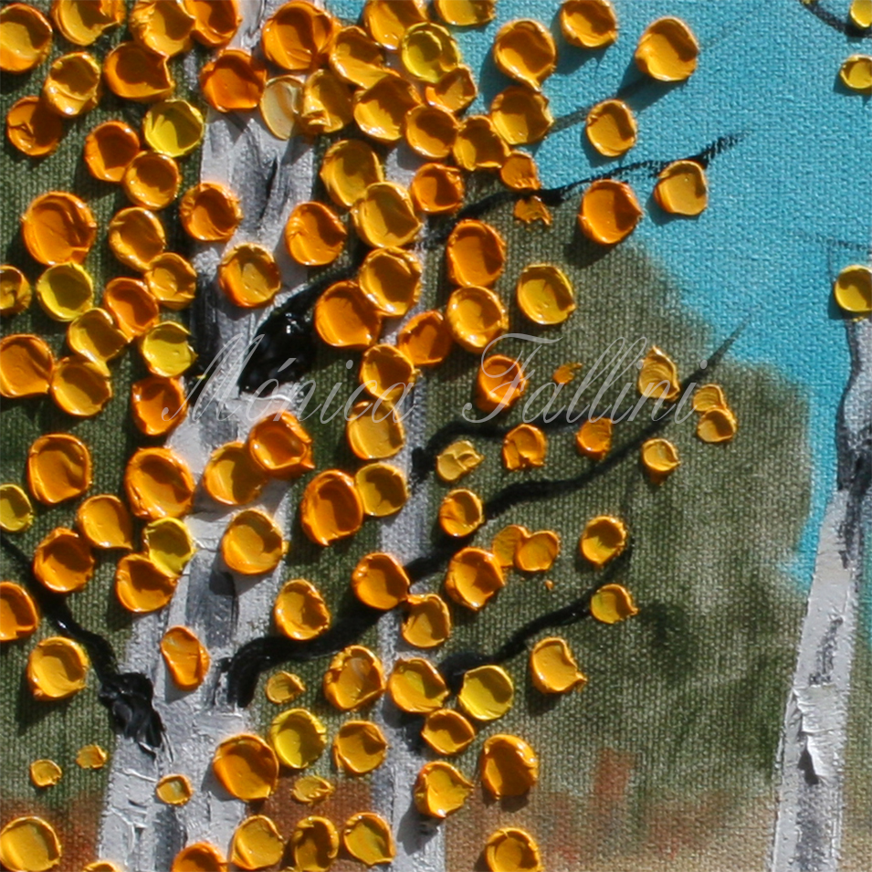 Painting titled 'By the Aspen trees' by Monica Fallini