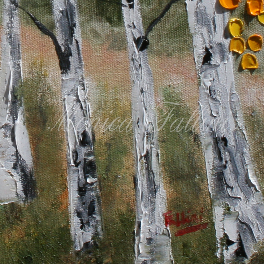 Painting titled 'By the Aspen trees' by Monica Fallini